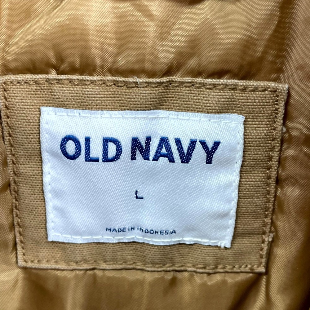 Old Navy Jacket Men Large Khaki Chore Barn Canvas Utility Field Outdoor Workwear - Picture 3 of 8